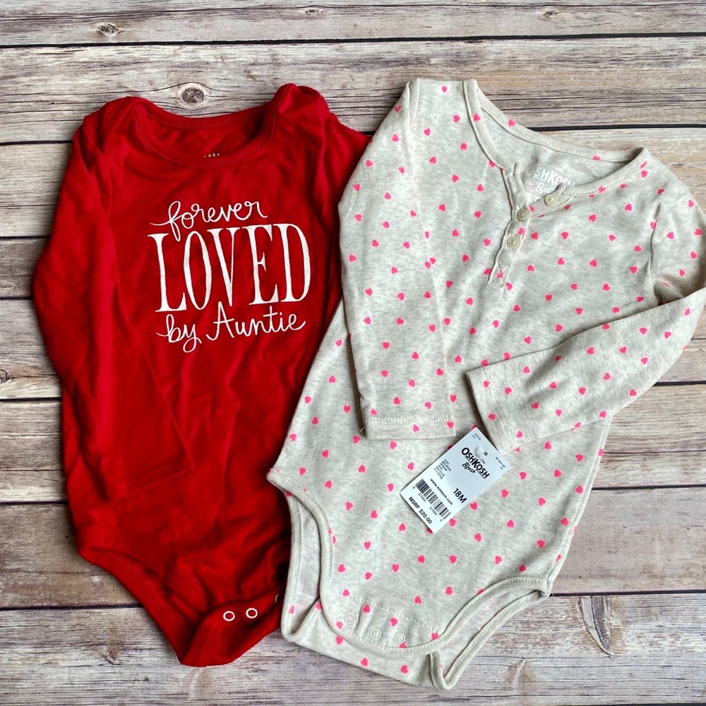 Long Sleeve Valentine’s onesie NWOT 18 months.